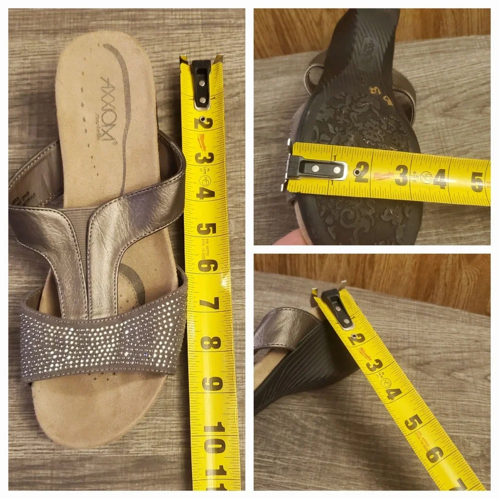 Axxiom Arika Bedazzled Wedge Sandals Women's Size 8.5 Gray‎